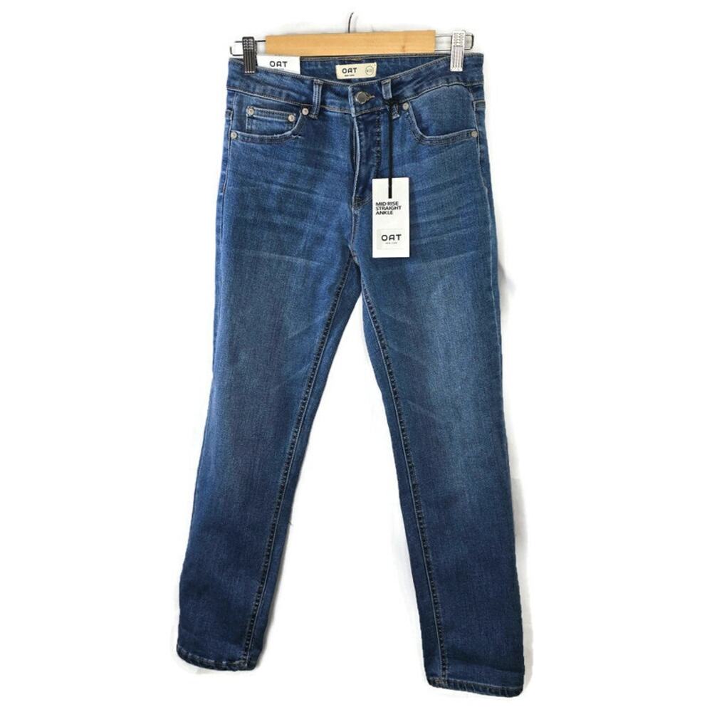 Oat New York Mid Rise Straight Ankle Blue Denim Jeans Size 4/27 NWT